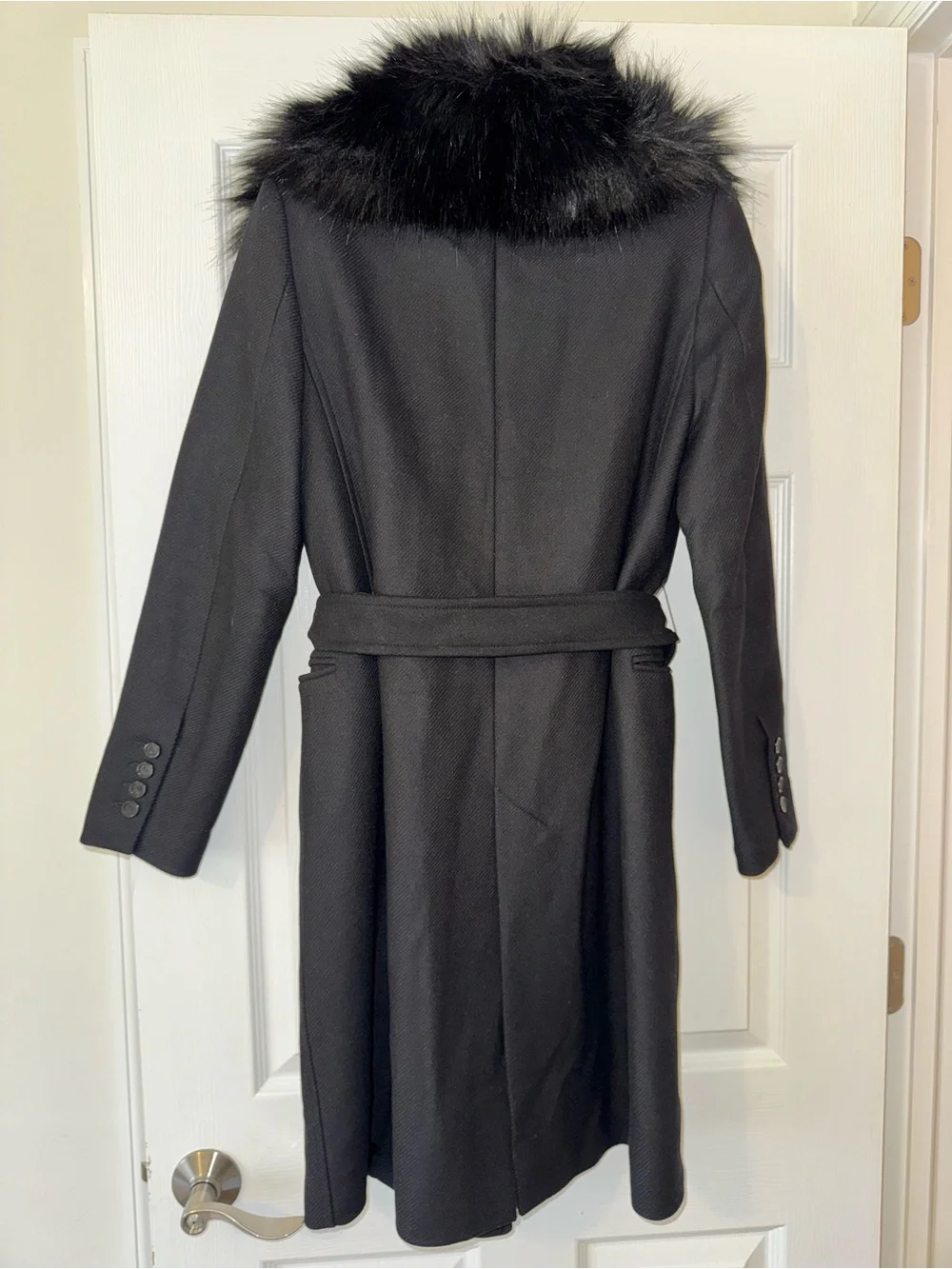 Zara Black Faux Fur Trim Coat - Picture 3 of 5